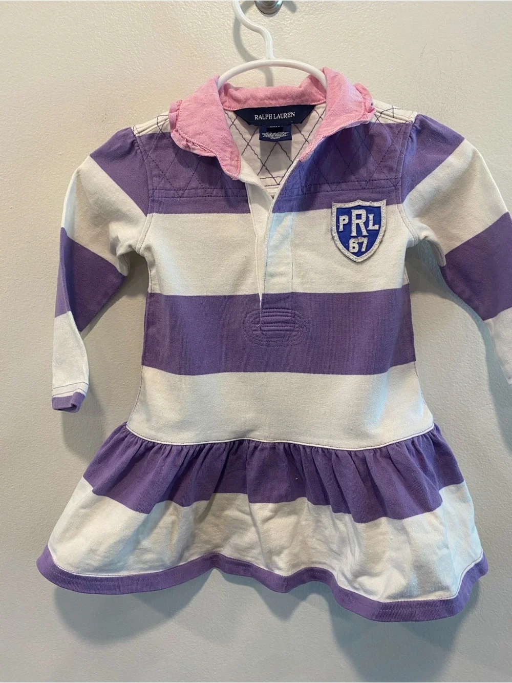 Ralph Lauren Rugby dress in size 12 months  Sweet pink collar